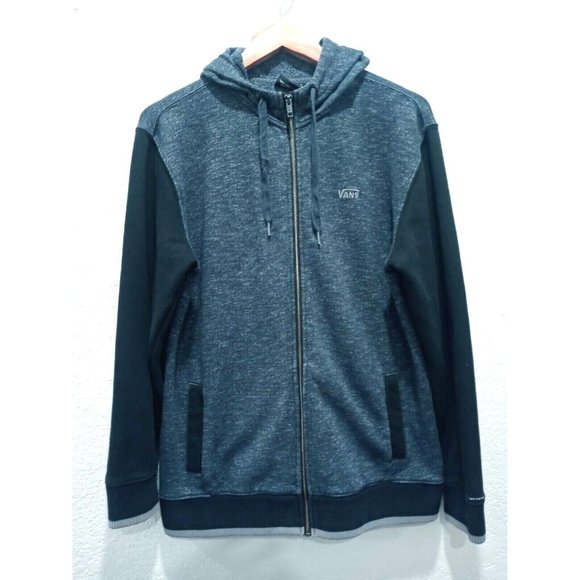 Vans Men’s Full Zip Hoodie Embroidered Logo Black Heather Off The Wall Small - Picture 1 of 12